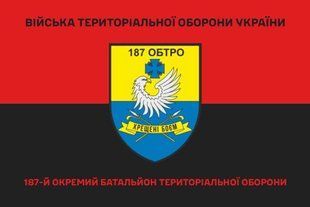Прапор 187 окремий батальйон ТРО червоно-чорний 4.2.4.04.03.v3.03 фото