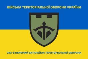 Прапор 243 окремий батальйон територіальної оборони синьо-жовтий 4.2.2.08.07.v2.03 фото