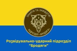 Прапор Розвідувально-ударний підрозділ "Бродяги" синьо-жовтий 4.2.2.09.01.v2.03 фото
