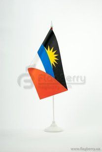 Прапорець Антигуа і Барбуда, 13,5х25 см, атлас щільний,2-х сторонній 2.4.001.02 фото